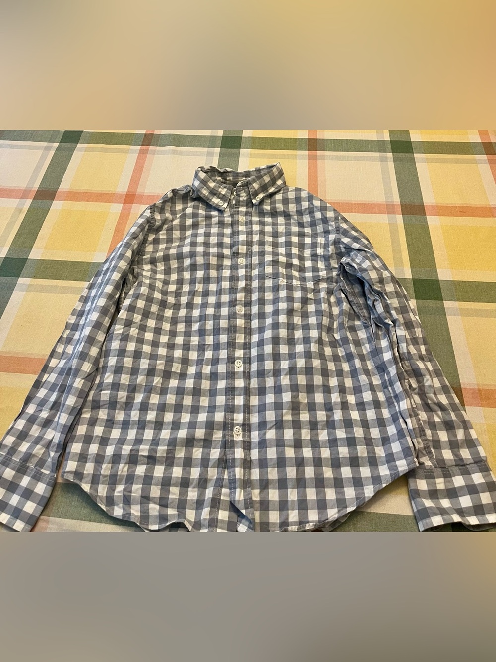 Crewcuts Gray and White Gingham Button-Down Shirt | Boys Size 10